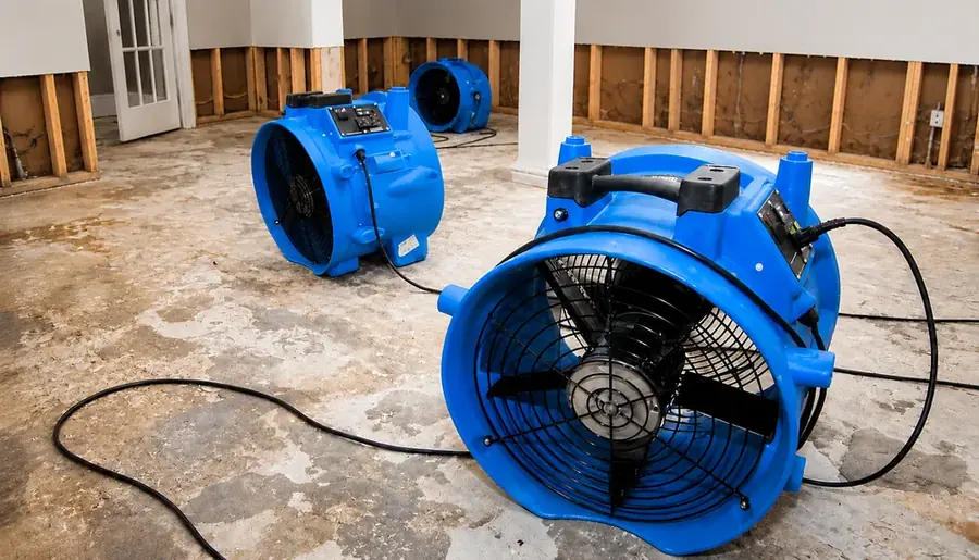 Air movers running on a Valencia drying job
