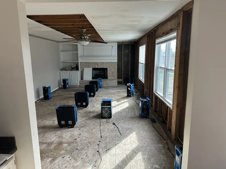 A wall opened to dry the cavity in Newhall
