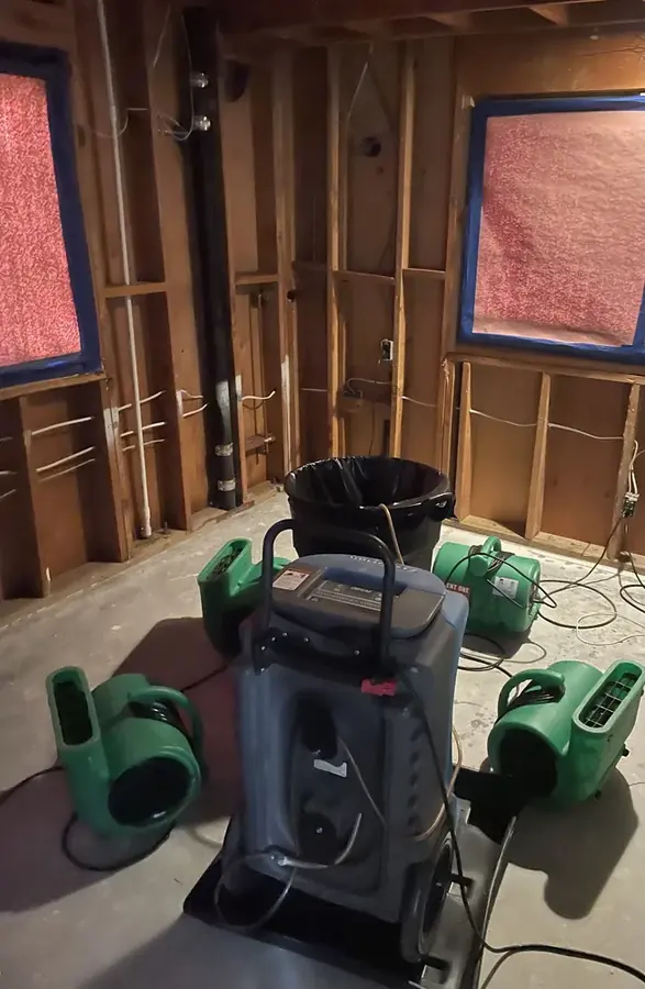 Water damage from a burst pipe inside a Santa Clarita wall