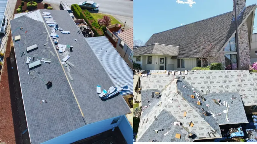 Aging roof repaired after a leak on a Santa Clarita home