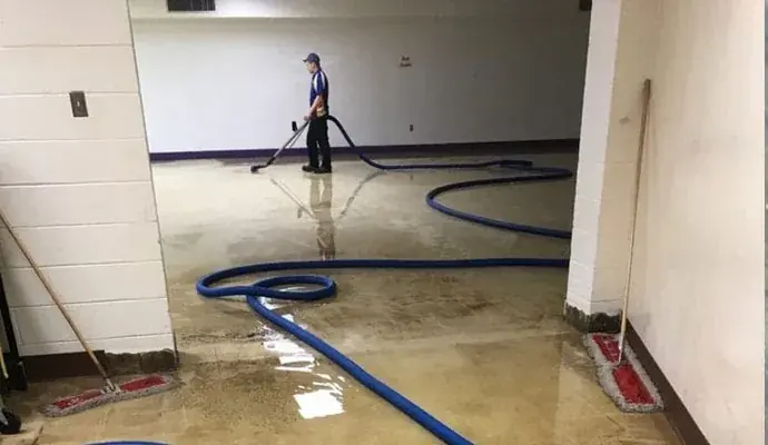 Drying a slab floor after a slab leak in a Santa Clarita home